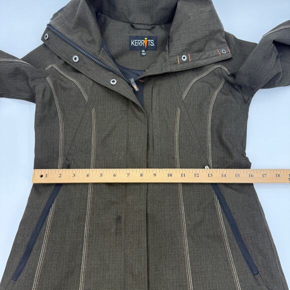 KERRITS Womens Riding Barn Jacket Size XS Hood Vent Full Zip Brown Equestrian - Picture 13 of 13